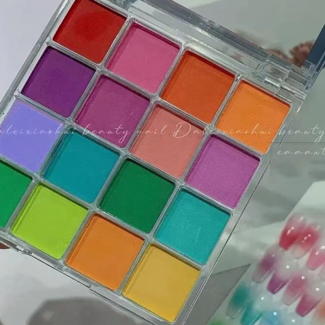 16-Color Blush Powder Eyeshadow Blush Nail Powder Solid Gradient Magic Mirror Powder Nail Aurora Powder Nail Accessories