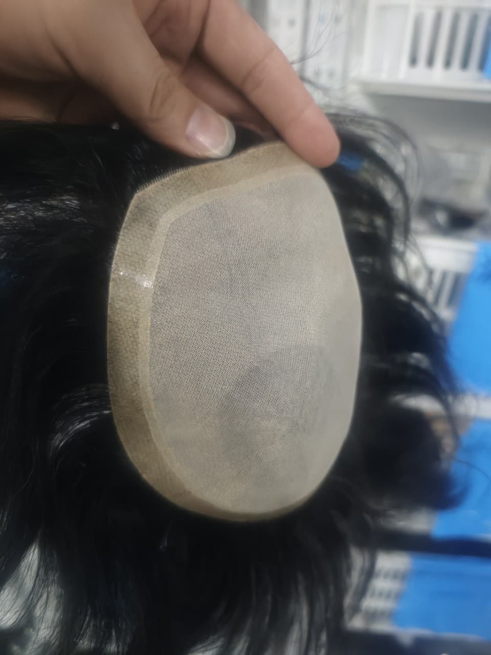 Wholesale Stock Men's Toupee Hairpiece Real Human Hair Imitation Lace Front Free Parting Short Hair Men's Raw Hair Base