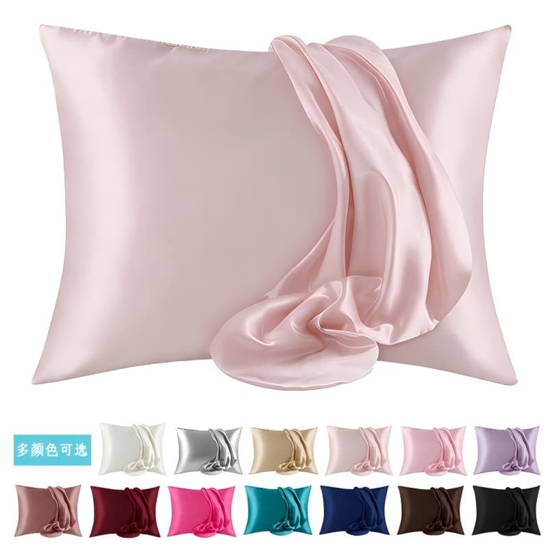 Cross-border Trade Amazon Solid Color Satin Faux Silk Pillowcase Pocket Pillowcase Bedding, European and American Minimalist Style