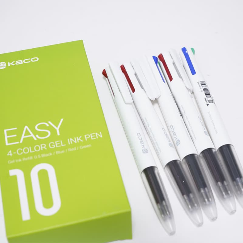 KACO EASY Youxie Black Red Blue Green 4-in-1 Multi-Function Multi-Color Gel Pen 0.5mm for Student Exam Practice