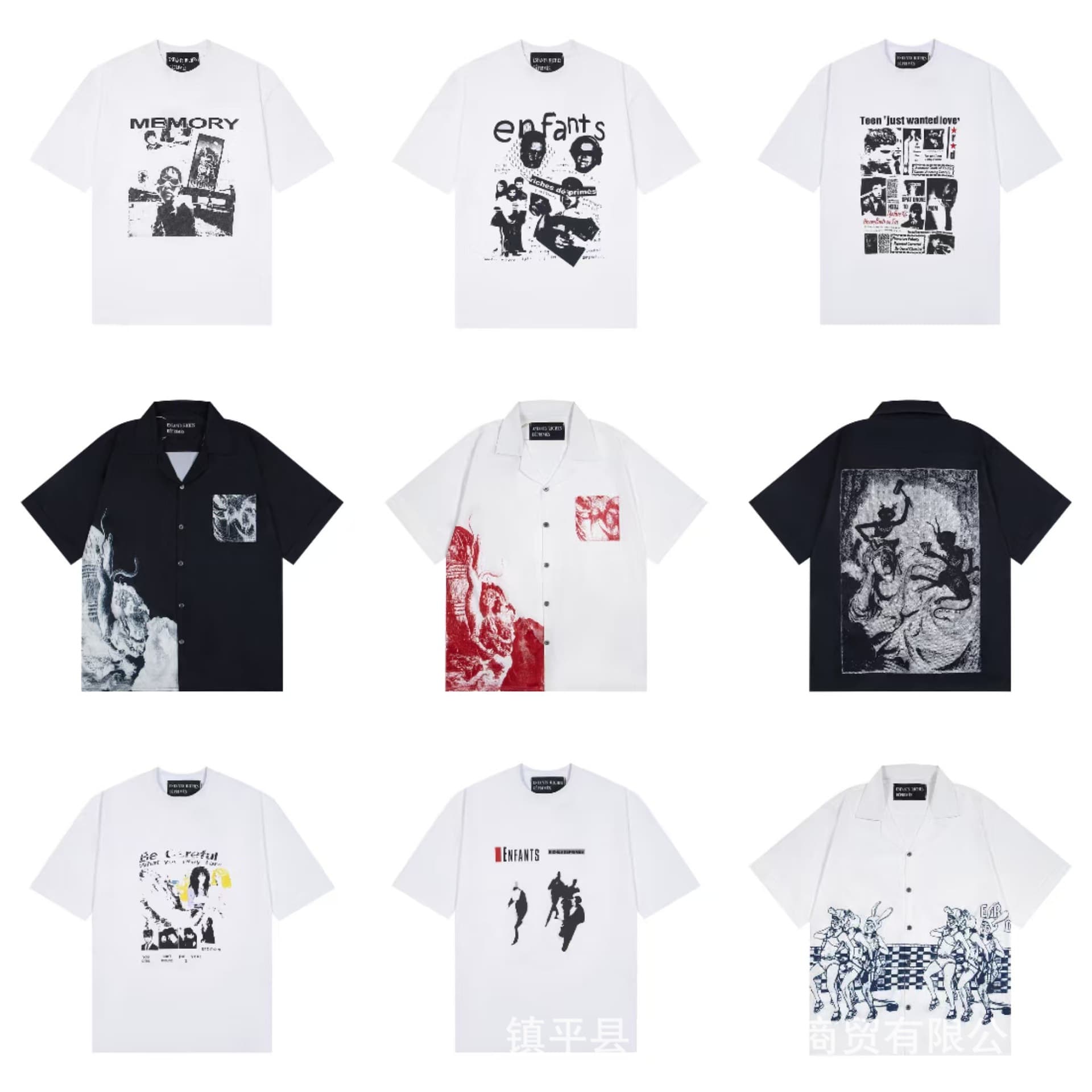 European and American high-street ERD melancholic rich second generation figure sketch graffiti loose casual shirt T-shirt fashion for men and women