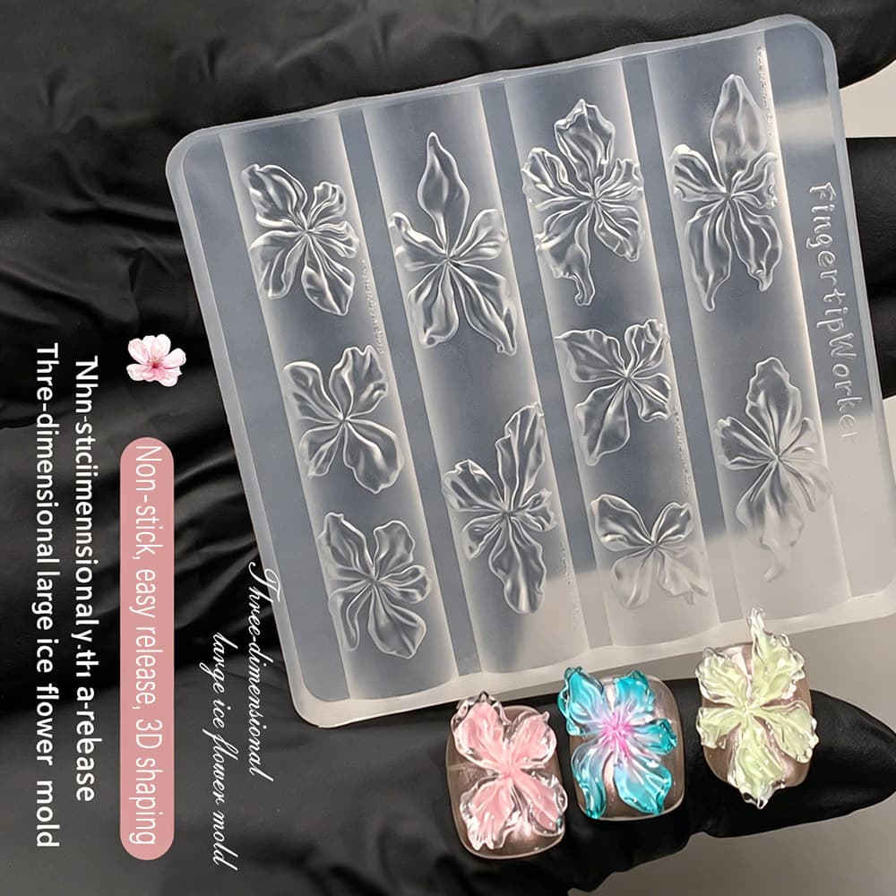Nail art silicone mold three-dimensional ultra-thin ice flower silicone model manicure mold to make nail polish glue jewelry tools