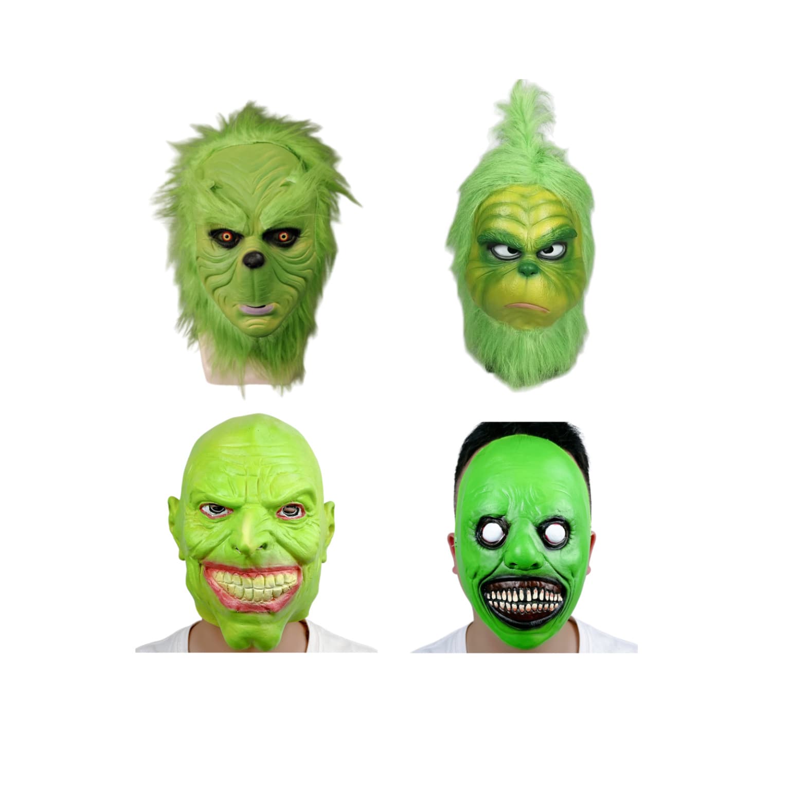Grinch Mask Green Furry Grinch Latex Headgear Prom Party Funny Carnival Halloween Mask