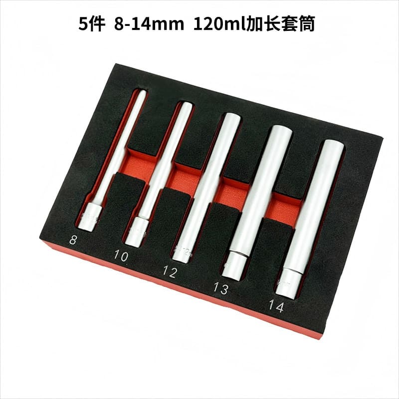Cross-Border Best-Seller 5-Piece 3/8" Drive 120mm Extended Hex Socket Twelve-Point Long Socket Set with EVA Case