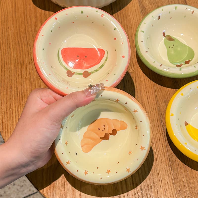Cute Fruit Ceramic Dipping Dish, Hot Pot Seasoning Bowl, Soy Sauce Vinegar Dish, Home Kitchen Appetizer Plate