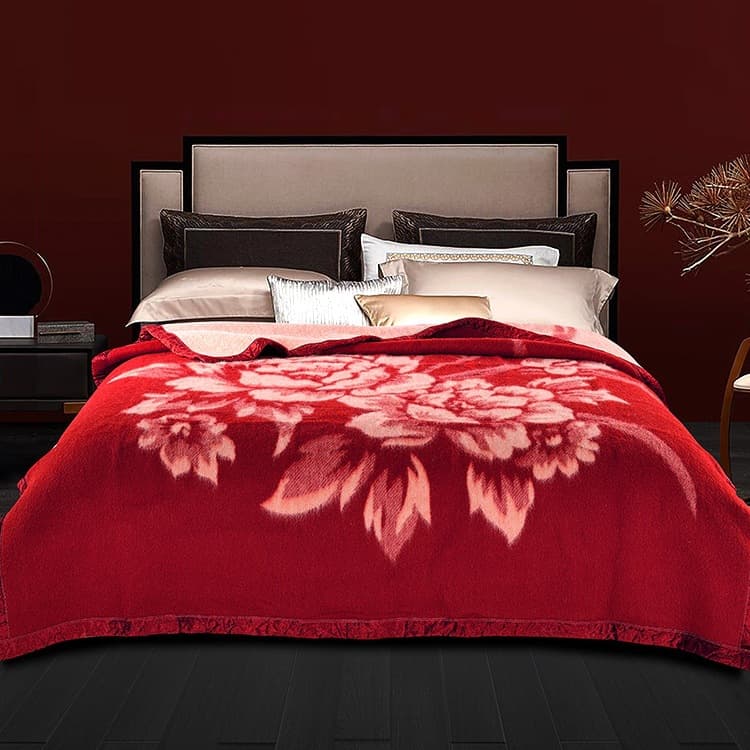Phoenix high-end imported wedding dowry blanket, traditional thickened blanket, winter wool blanket, 100% pure wool