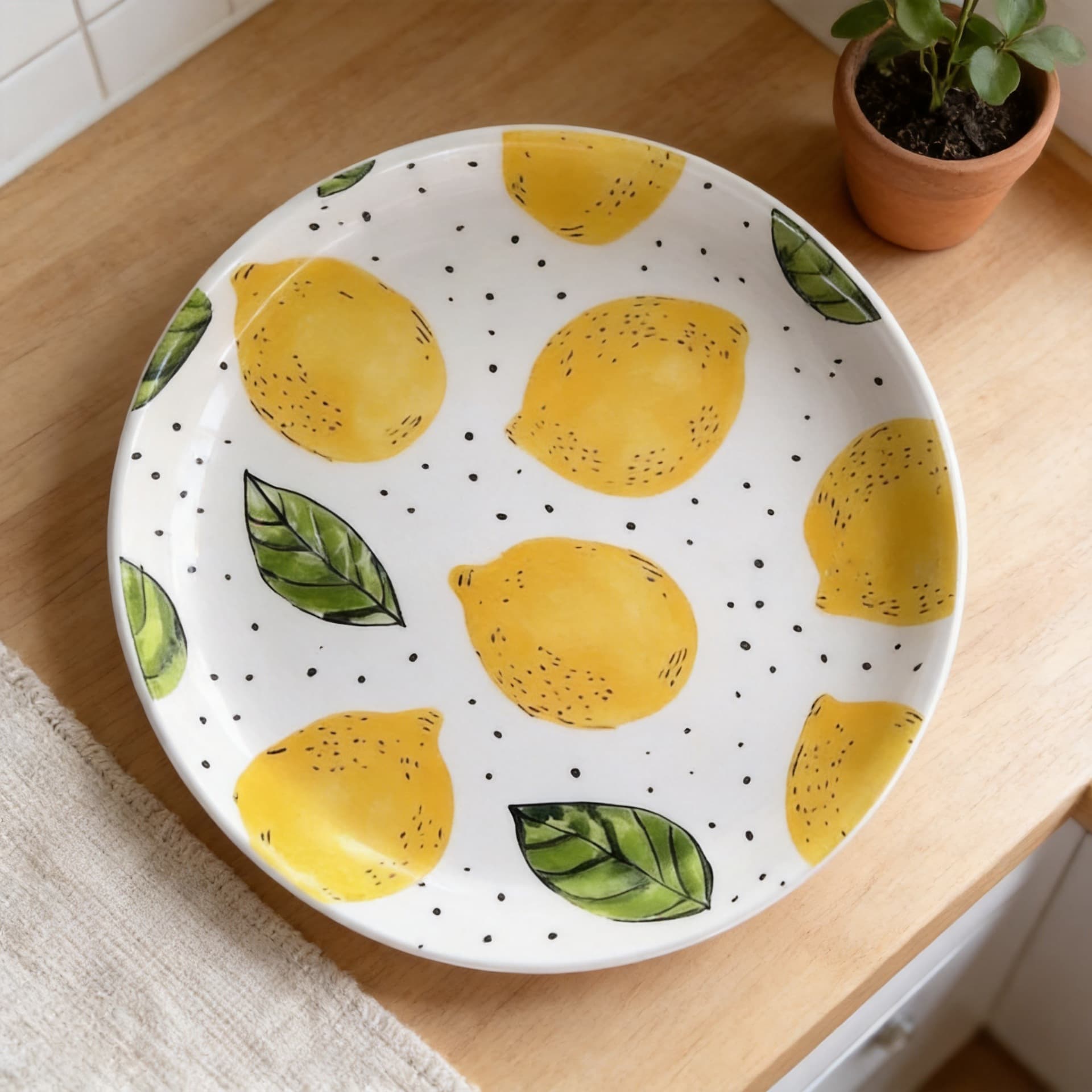 Nordic Creative Lemon Home Plate Ceramic Pasta Plate Dessert Plate Ceramic Western Food Plate Steak Plate Pizza Plate