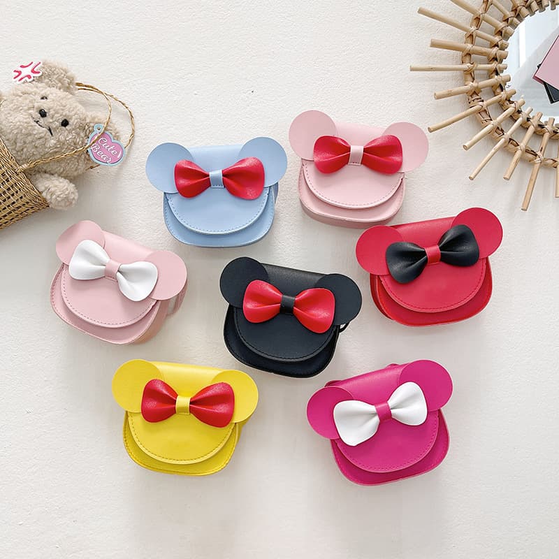 Korean Style Bow-Knot Kids' Bag 2026 Early Spring New Mickey Small Bag Cute Cartoon Bag Mini Crossbody Bag
