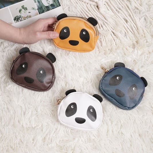 New cartoon cute panda pu leather coin purse high-quality double zipper coin clip coin purse small purse