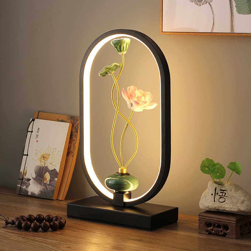 Chinese Style Bedside Lamp Zen Creative Cartoon Personality Simple Remote Control Touch USB Smart Voice Lamp