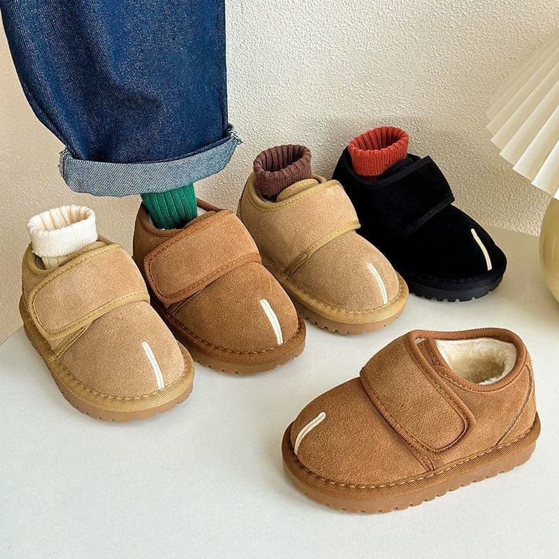 Baby cotton shoes, new autumn/winter style, 2025, children's fleece-lined shoes, boys' and girls' shoes, faux split-toe snow boots, cotton-padded shoes, Birken