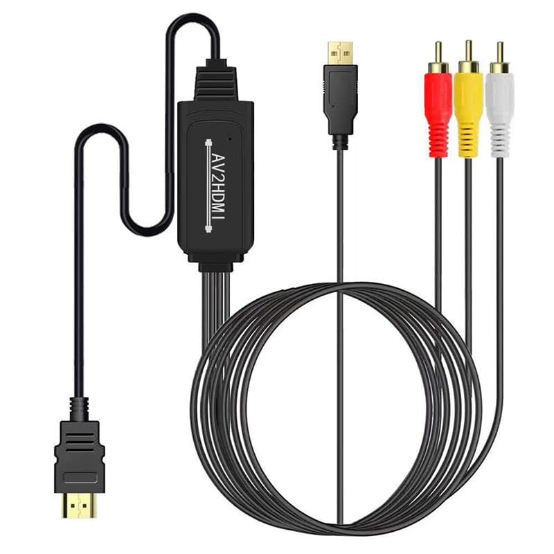 AV to HDMI Converter, AV2HDMI Conversion Cable, HD RCA to HDMI for TV to Projector
