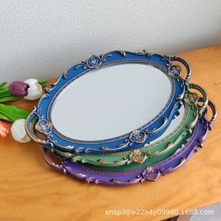 Gold Glass Tray for Jewelry Display, Mirror Finish Jewelry Organizer for Dresser, Store Photography Prop Decoration