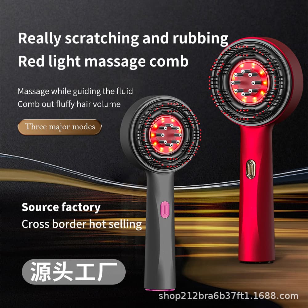 Cross-border New Scalp Massage Comb Hair Growth Red Light Comb Essence Guide Head Massager Birthday Valentine's Gift