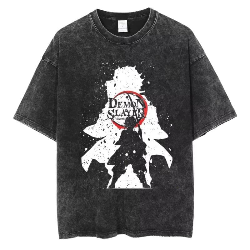 Retro Washed Men's Women's T-Shirt Anime Comic Cotton T-Shirt Summer Loose Y2K Street Style Top