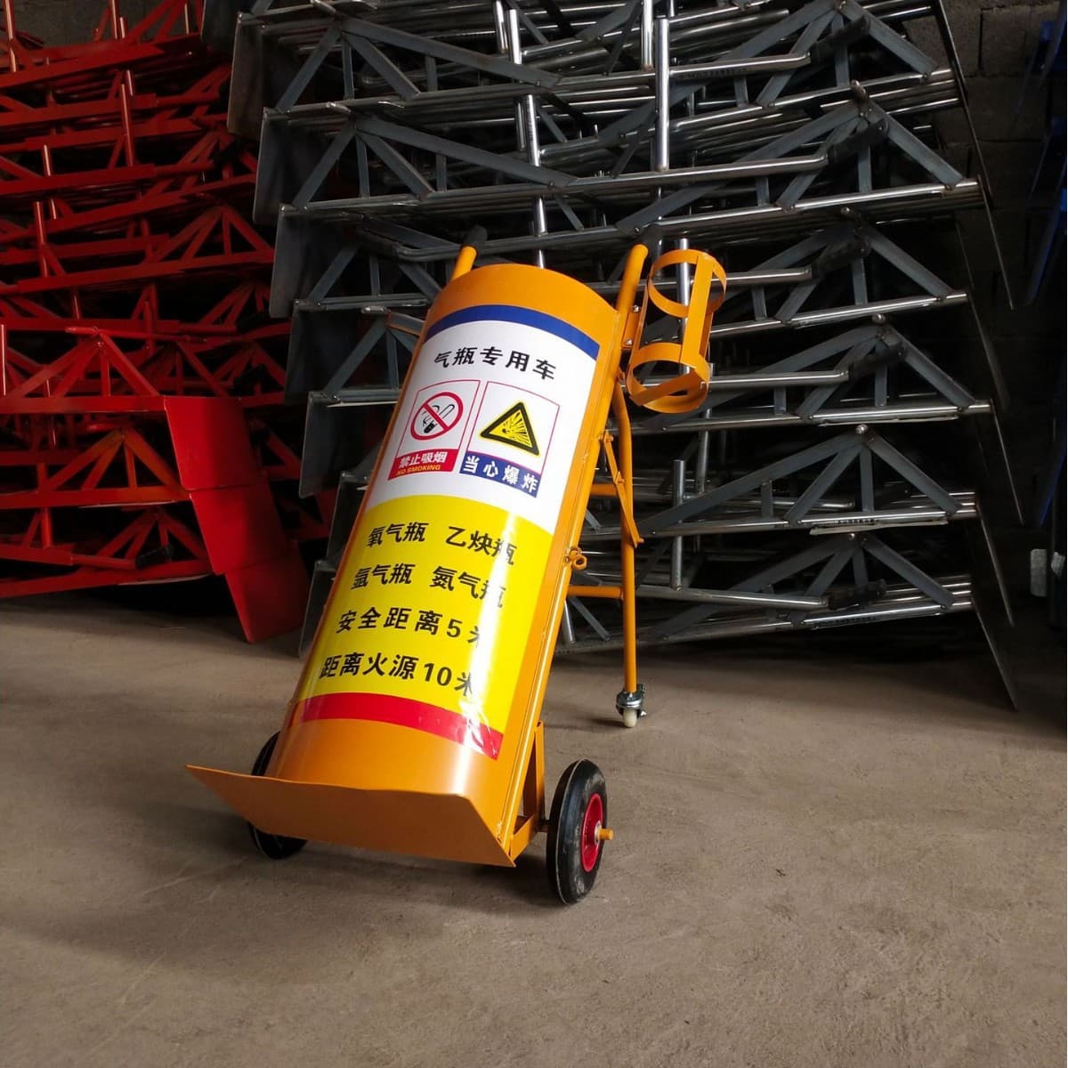 20-Cylinder Handcart for Oxygen and Acetylene Cylinders, Small Trolley for Oxygen Cylinders, Nitrogen Cylinder, Propane Cylinder, Four-Wheel Transport Cart