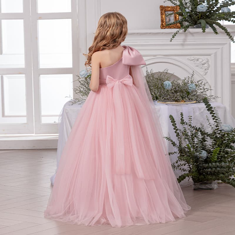 Cross-border Trade Exclusive Girls' Long Evening Dress Flower Girl Wedding Birthday Ball Princess Dress Festival Piano Performance