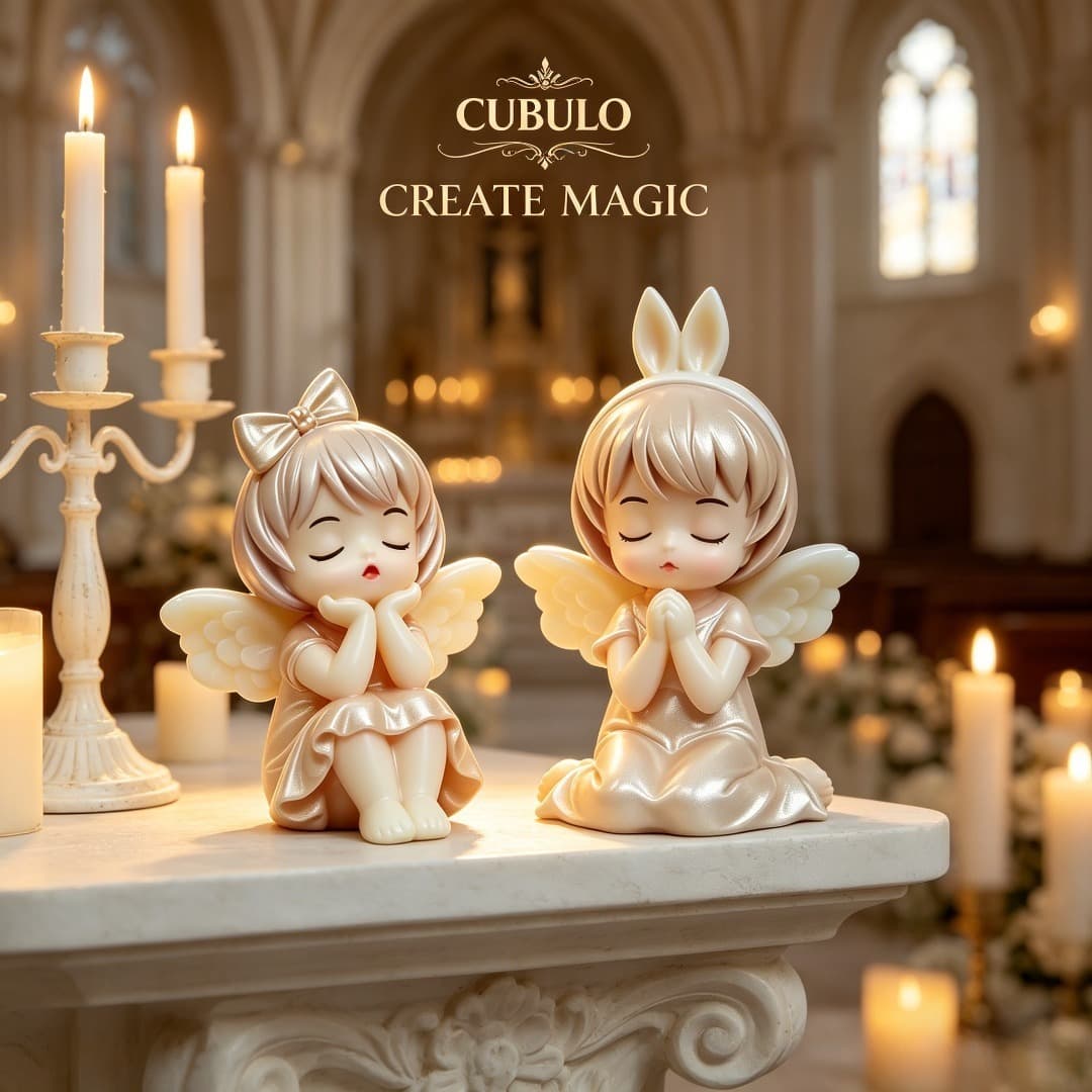 Praying angel silicone mold 2-piece set Loli angel shape glue mold Gypsum scented candle DI