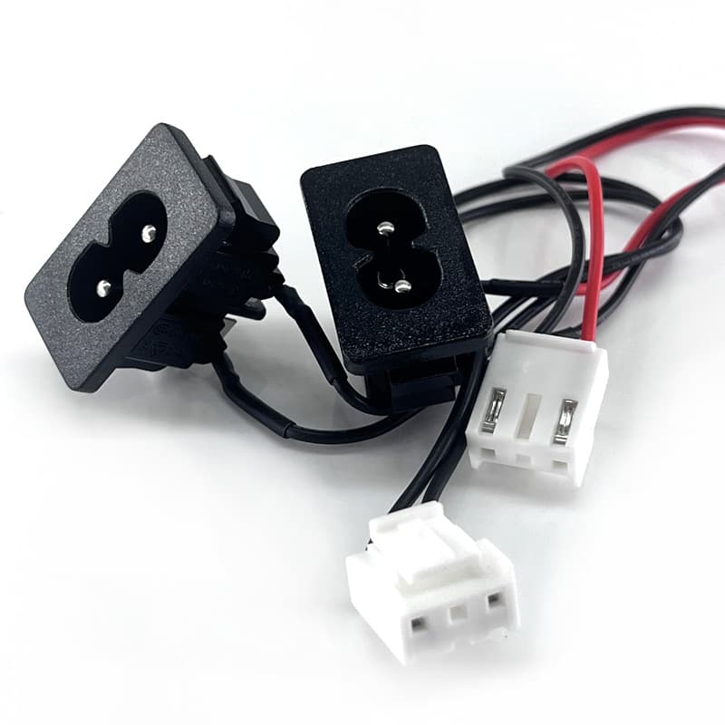 AC socket figure-8 hole with wire AC-027 solder wire 8-character clip type two-core connector wire end DB device socket