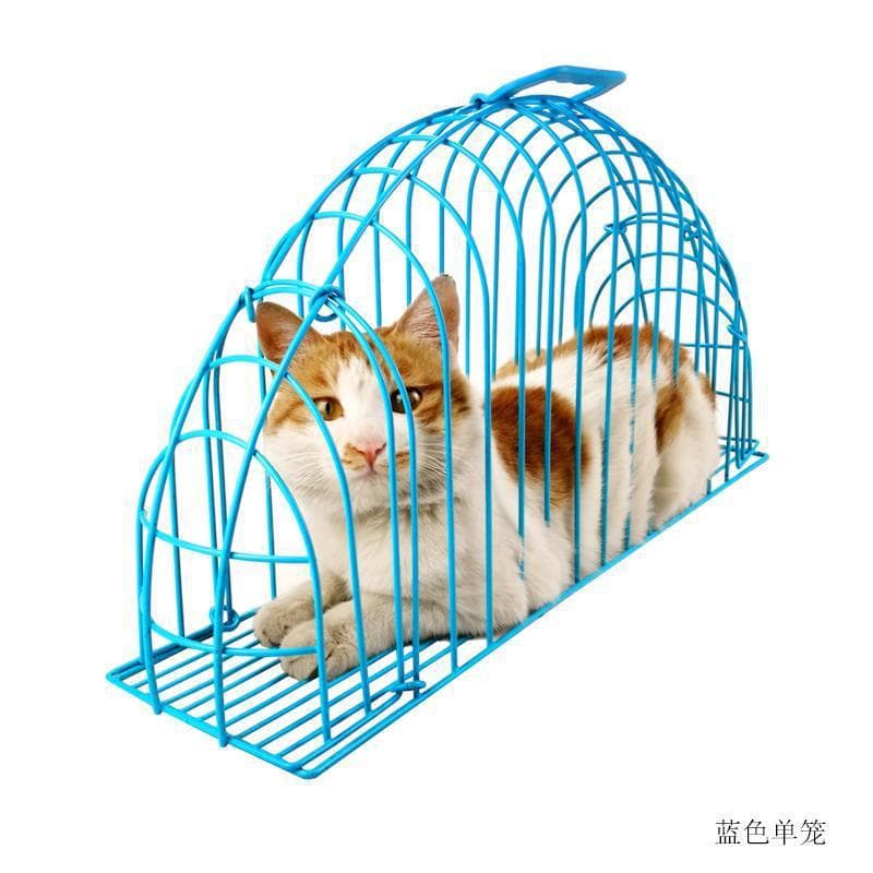 Cat Washing Cage with Blow-Dryer, Cat Bath Cage, Dense Mesh, Professional Anti-Scratch and Anti-Bite, Iron Cat Cage for Home Use, Cat Drying Cage