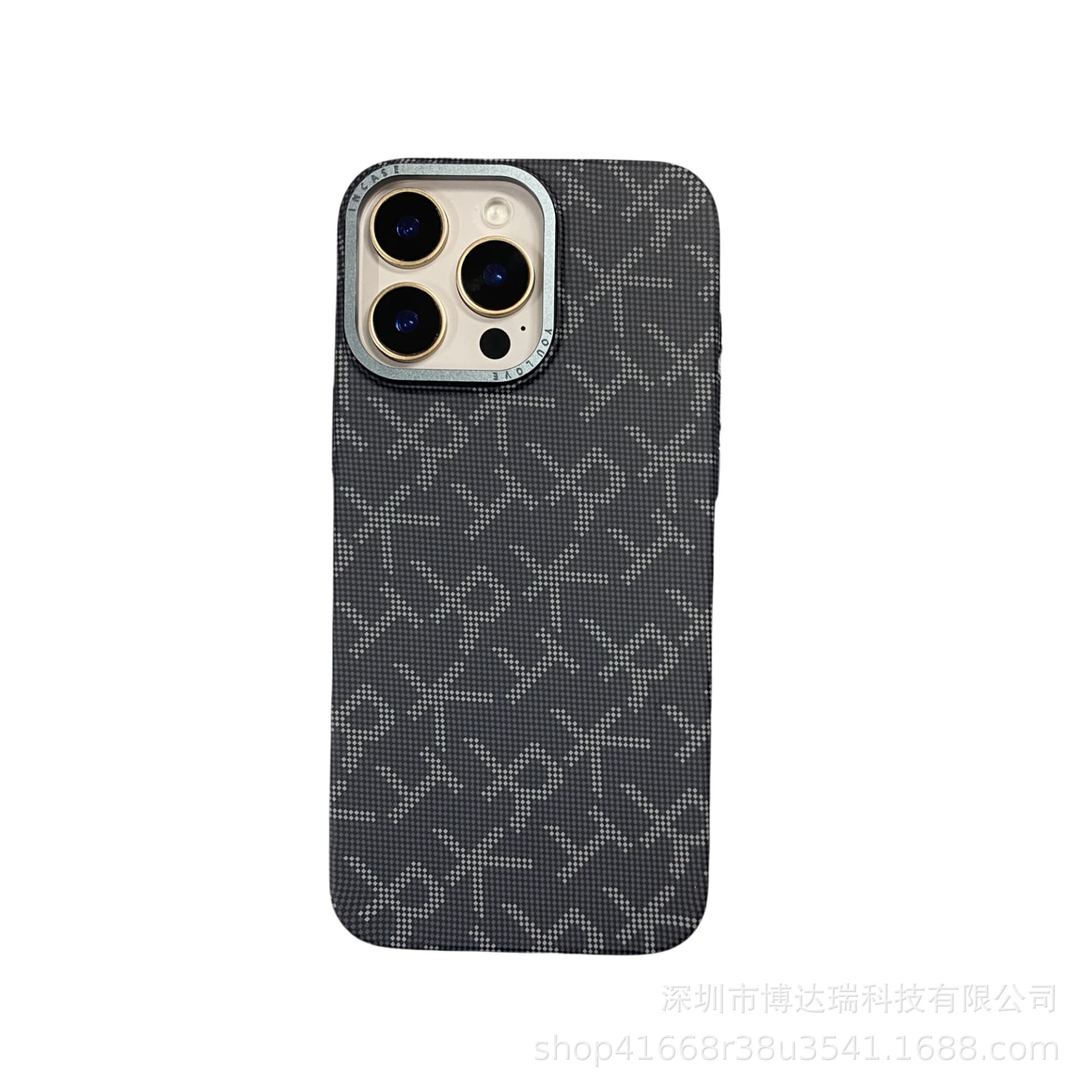 Compatible with Apple 16 Pro Max Phone Case Fiber Texture Letter iPhone 17 Metal Lens Drop Protection Case PC