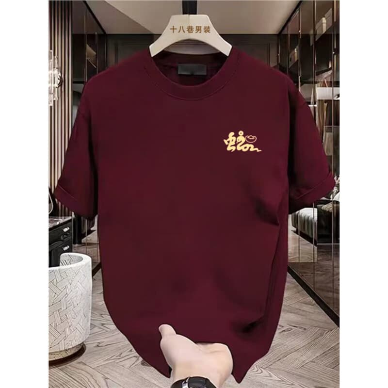 Chinese Streetwear 2025 New Year Men's T-Shirt Red Short Sleeve Year of the Snake Half Sleeve Chinese New Year Visiting Clothes