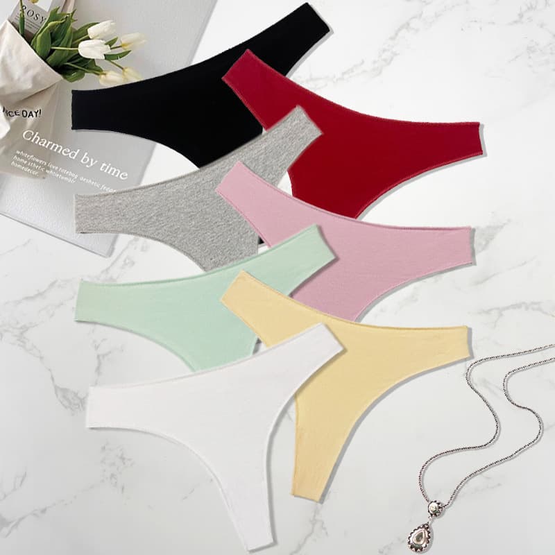 Source Factory New Style Dense Stitching Combed Cotton Women's Thong Panties, Sexy European and American Women's Panties, Low-Waist Thong