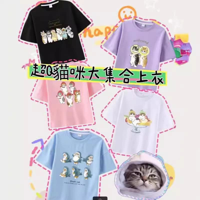 Pure Cotton Girls Summer Short-Sleeve T-Shirt, Japanese Cat Collection Top for Older Kids, Stylish Loose Fit Ins Style