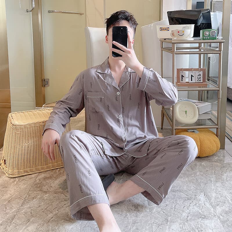 Cotton Silk Pajamas for Men Spring Autumn Turn-down Collar Long Sleeve 2025 New Summer Thin Plus Size Rayon Homewear