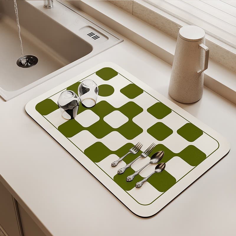 Drying Mat for Dishes, Bowls, and Plates, Non-Slip Countertop Mat, Kitchen Absorbent Quick-Dry Nordic Style