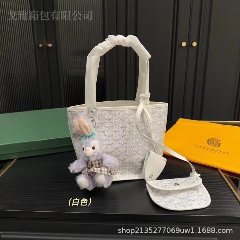 Goya Large Capacity Commute Mini Basket Bag Double-Sided Printed Dog Tooth Tote Bag Underarm Handbag Bucket Bag