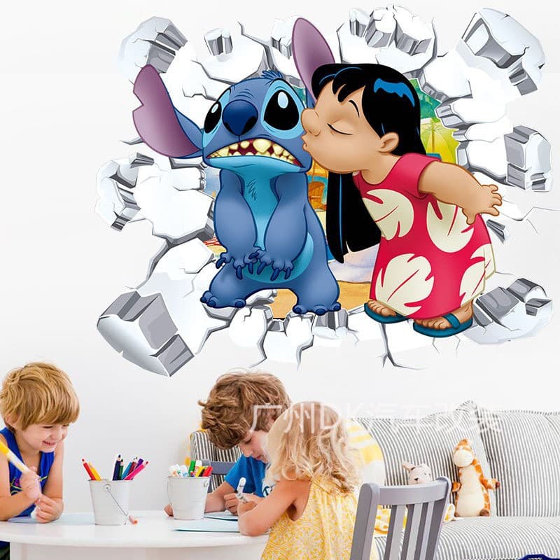 Stitch Wall Sticker Self-Adhesive Cartoon Kids Room Wall Decoration Lilo & Stitch PVC Sticker Poster