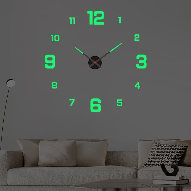 Glow-in-the-Dark DIY Wall Clock Home Use No-Drilling Decorative Wall Sticker Acrylic Clock Simple Digital