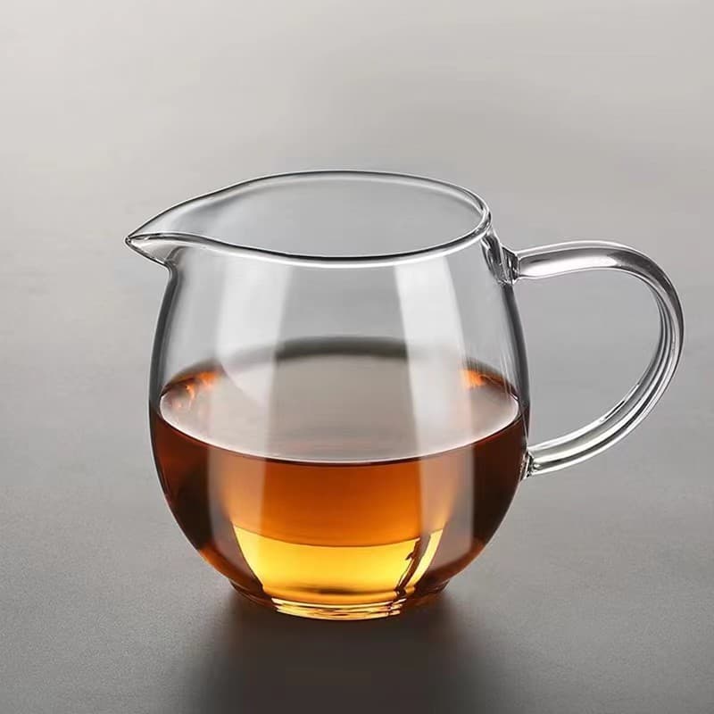Glass Gongfu Tea Set with Large Gentian Pattern, High Borosilicate Glass Tea Pitcher, Heat-Resistant Home Tea Set