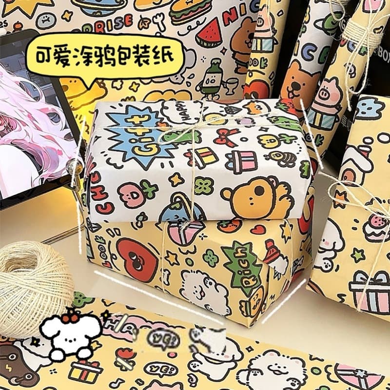 10Pcs/Set 50*70cm Cartoon Gift Wrapping Paper Large Size