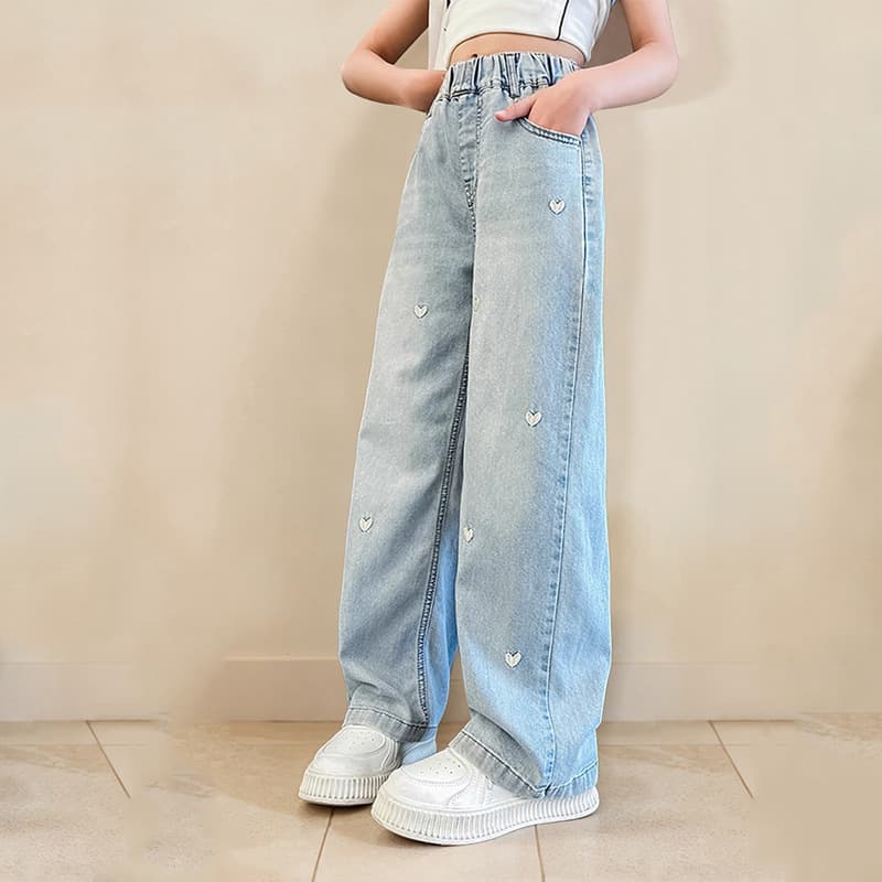 Girls' Summer Thin Pants 2026 New Style Wide-Leg Pants for Teenagers Slim Straight Tencel Jeans