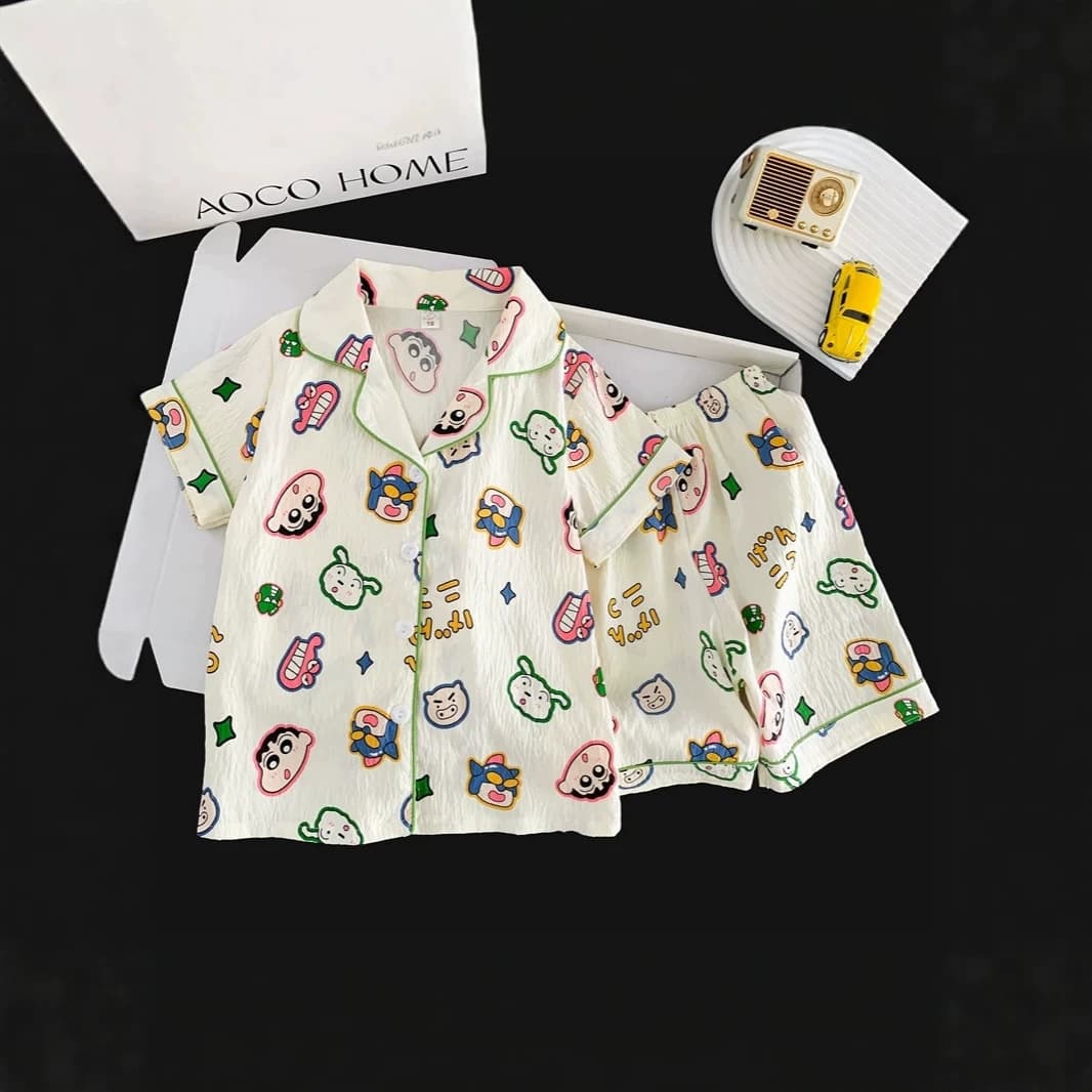 Cross-border Children's Pajamas Summer Thin Cloud Cotton Short Sleeve Shorts Cartoon Boys Girls Homewear Set Wholesale