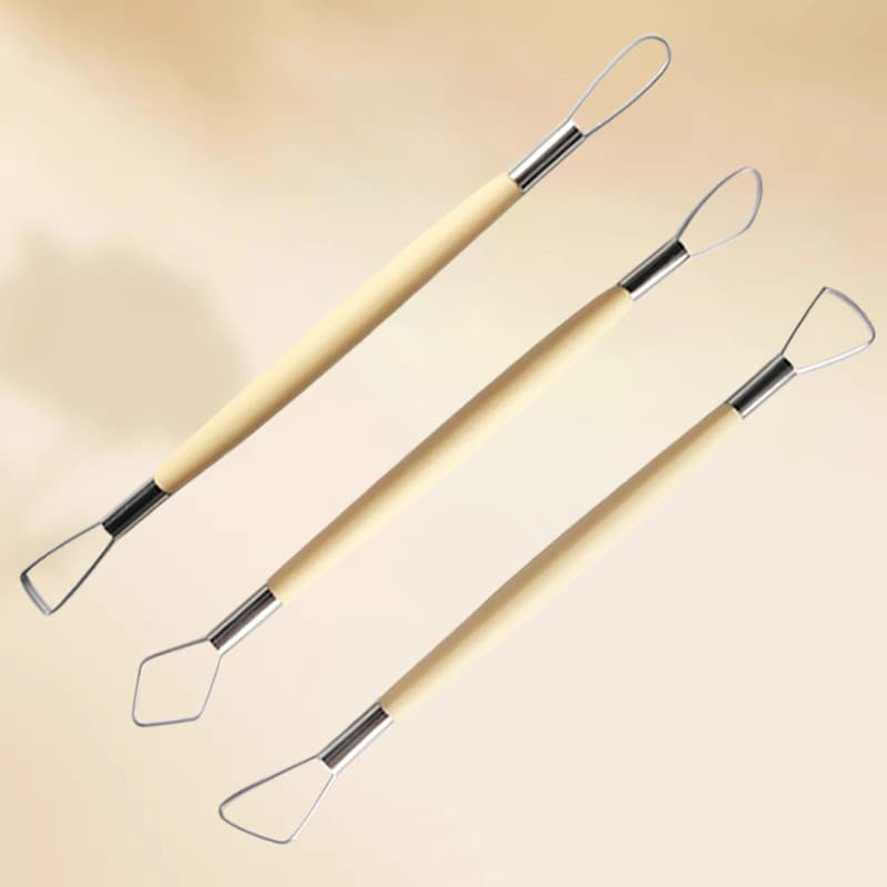 Children's Plastic 3-Piece Pottery Clay Sculpting Tool Set, Double-Ended Stainless Steel Clay Shaping Assist Tool, Factory Direct