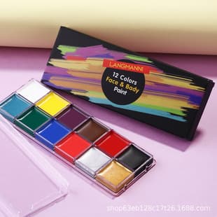 Langmani Halloween 12-Color Face Paint Body Art Paint High Saturation DIY Face Paint for Cross-Border Supply