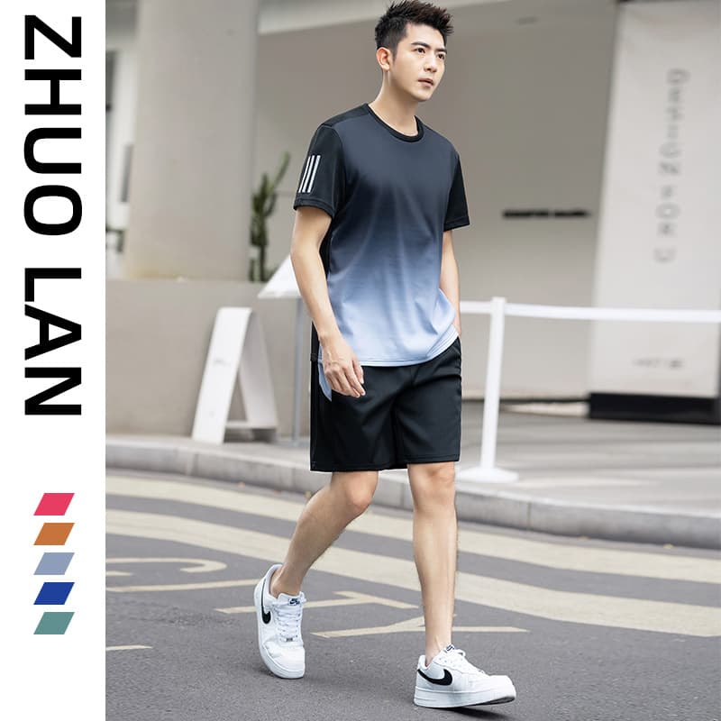 Plus Size Men's Sports Suit 2024 Summer Loose Quick-Dry Fitness Set Outdoor Two-Piece