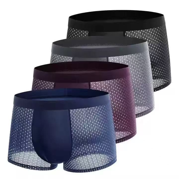 Cross-border Hot Selling Summer Ice Silk Mesh Boxer Briefs Men's Flat Angle Four-Corner Underwear Cross-border Exclusive Factory Wholesale Drop Shipping