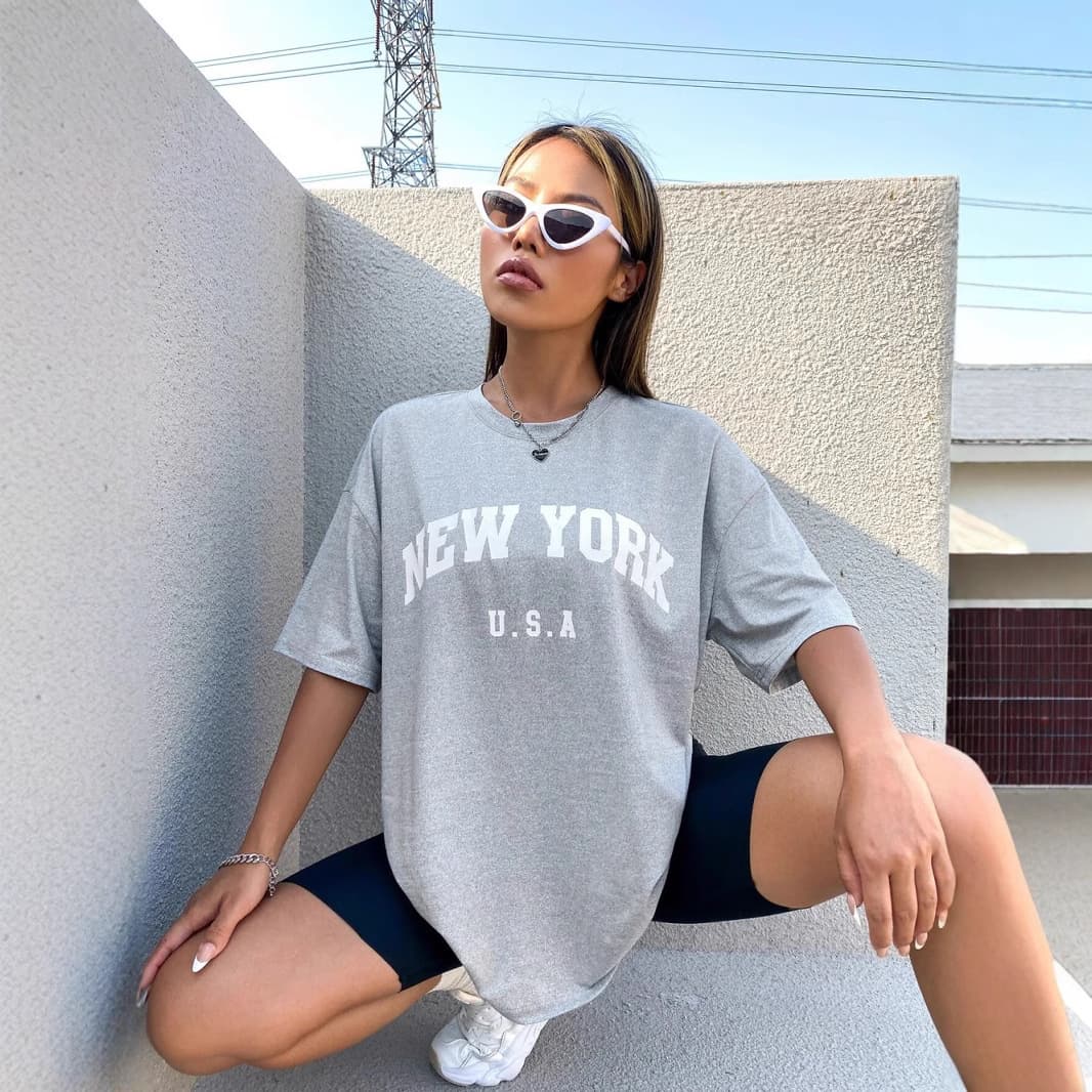 New Summer Men's and Women's Short Sleeve Fashion Breathable Cotton T-Shirt New York USA Print Tee