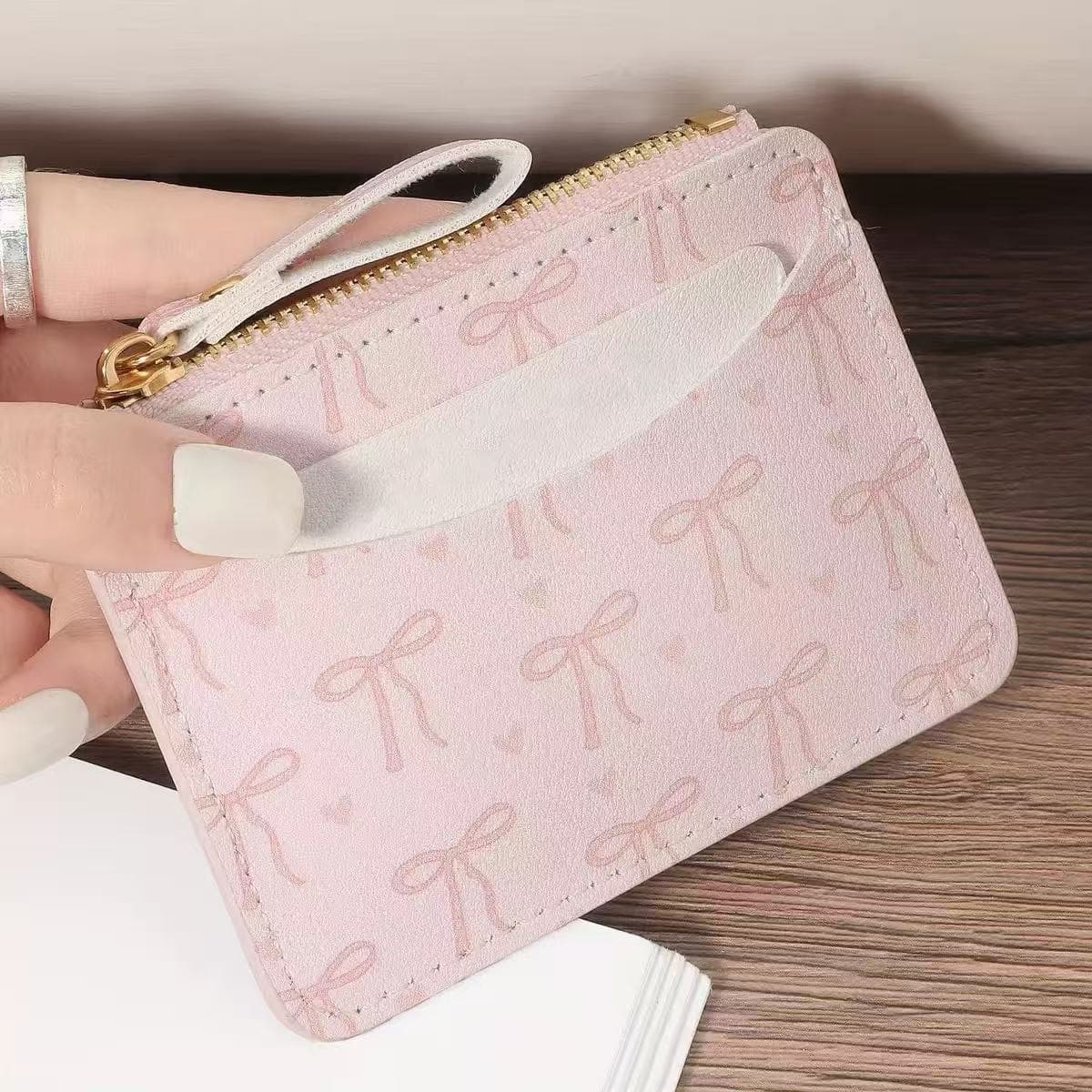 New Cross-Border Card Holder Card Case Fashion Bow Pattern Short Women's Ultra-Thin Zipper Wallet for Dropshipping on AliExpress