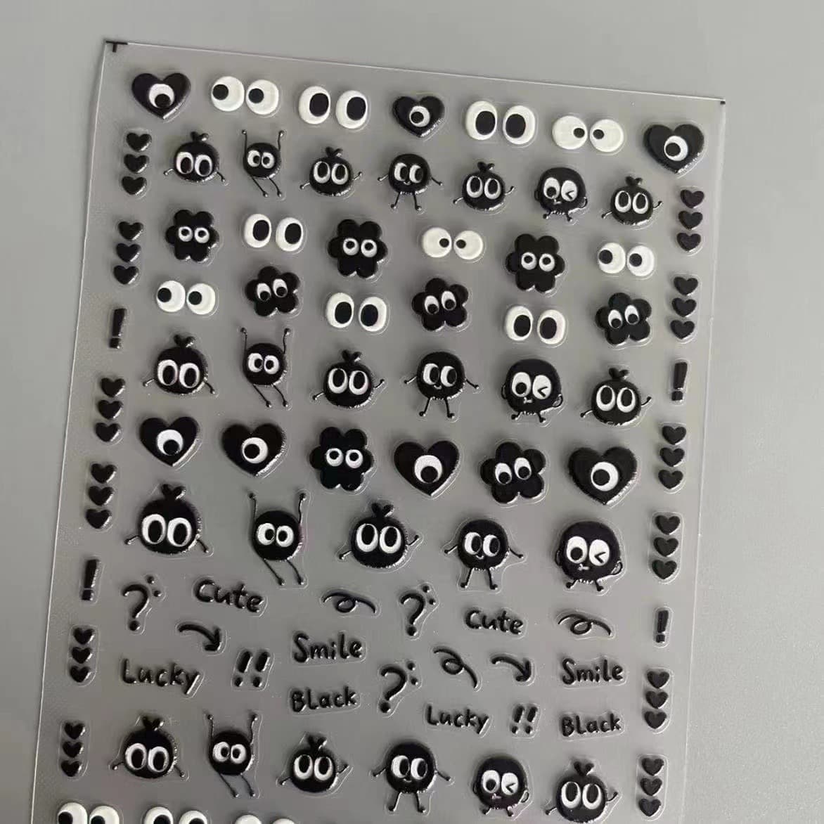 Big Eye Coal Ball Scrapbook Sticker Flat Big Eye Black White Cartoon Anime Fun Coal Ball Adhesive 3D Pen Sticker