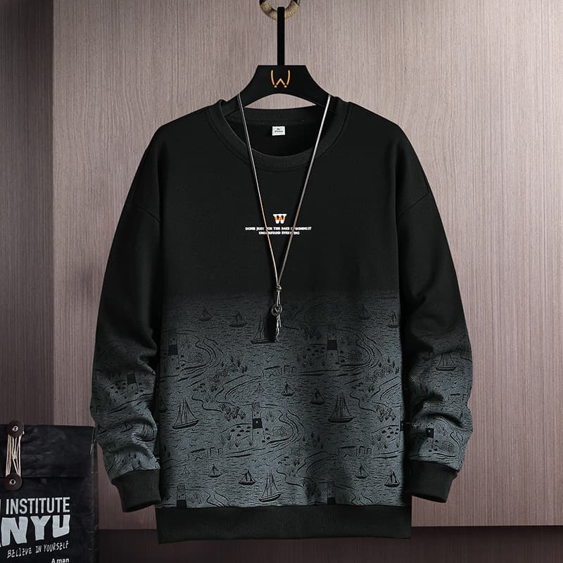 Outlets NASA Men's Hoodie Round Neck Trendy Spring Autumn Long Sleeve Base Layer Shirt Fashion Versatile Top