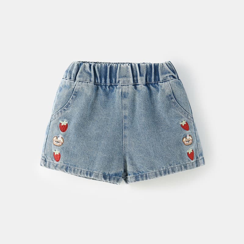 Girls' Denim Shorts Summer New Style, Baby Girls' Summer Outfit, Kids' Short Korean Casual Hot Pants Thin