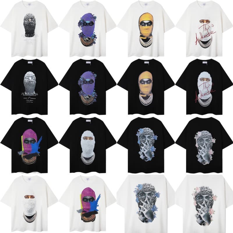 American Style Summer Short Sleeve Men's T-shirt High Street Loose Fit Round Neck Print Casual Cotton Top for Youth