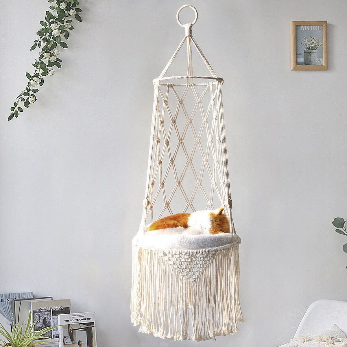 Pet Swing All-Season Handmade Cat Bed Ins Pet Hanging Basket Cat Hammock Boho Cat