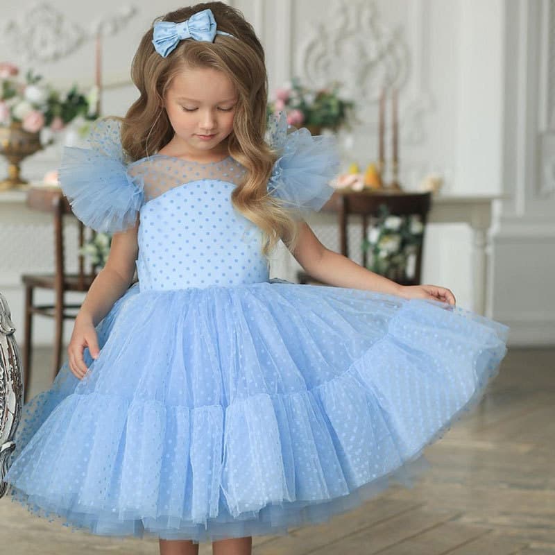 Cross-border wish girls dress cute party piano performance dress mid-length sleeveless prom children's princess dress