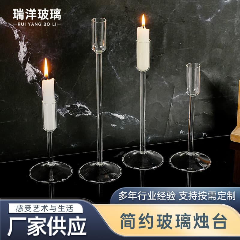 Tall Glass Candle Holder Transparent Crystal Creative Home Decorative Ornament Craft Gift
